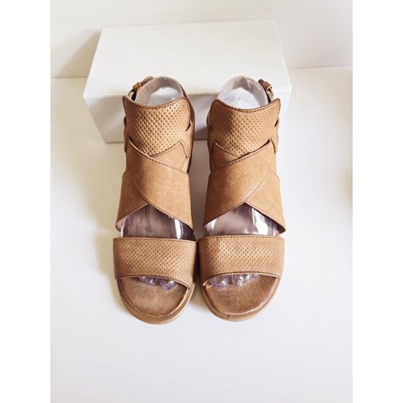 Miz Mooz Fiji Buckle Leather Strappy Criss Cross Open Peep Toe Sandals 37 6.5 7 - Picture 8 of 12